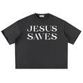 JESUS SAVES Essential Heavyweight Tee Dark Gray