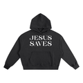 JESUS SAVES Essential Boxy Hoodie Black