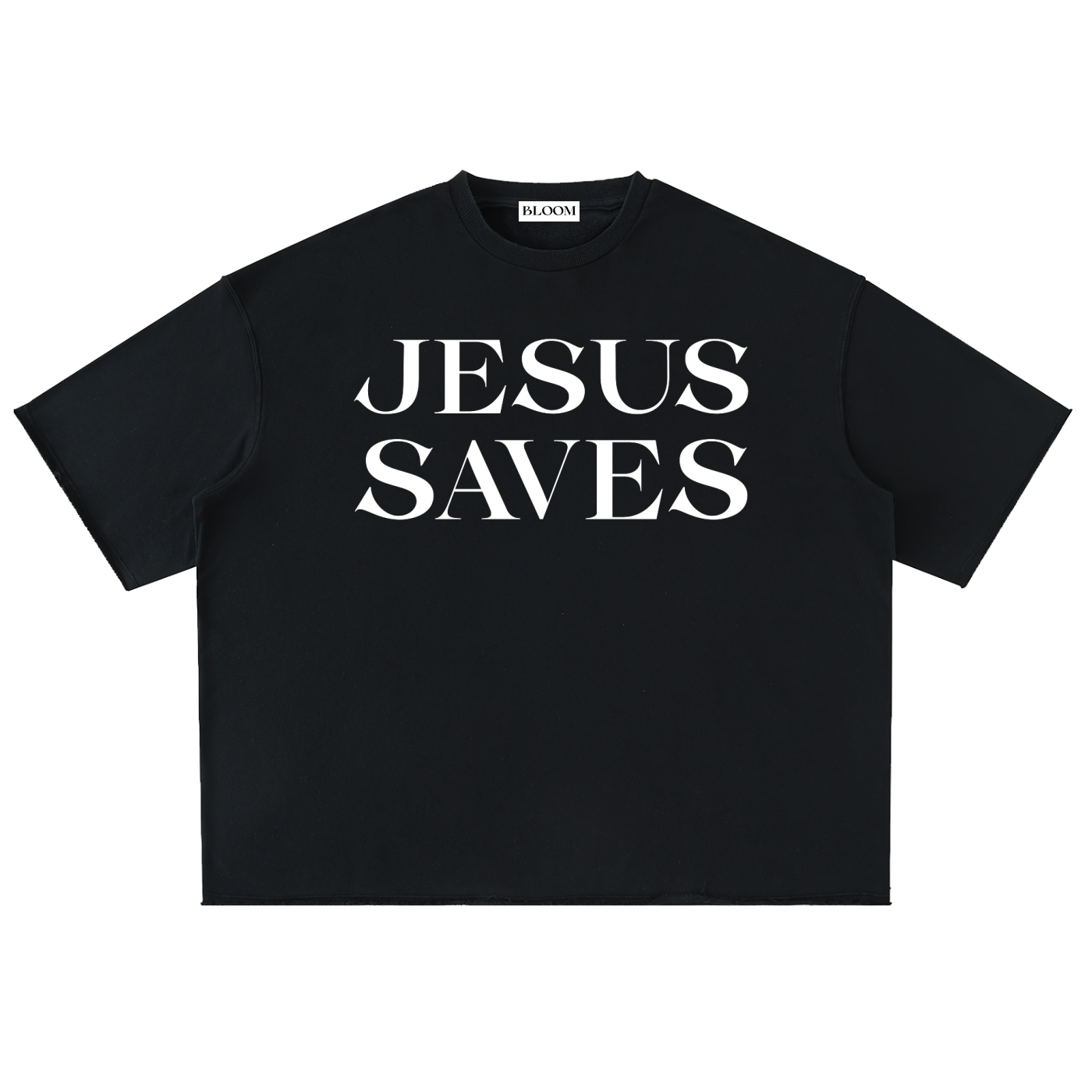 JESUS SAVES Essential Heavyweight Tee Black