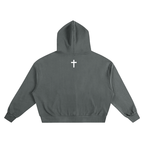 JESUS SAVES Essential Boxy Hoodie Gray